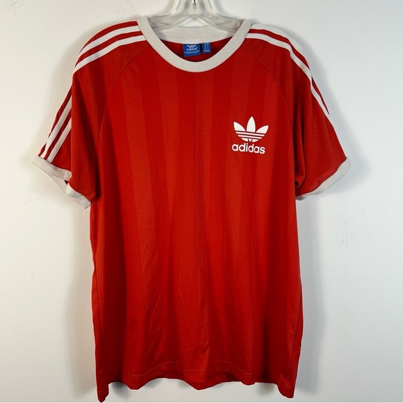 ❤️ Y2K Adidas Men's Red Ringer Jersey with White Stripes XL - Picture 1 of 8